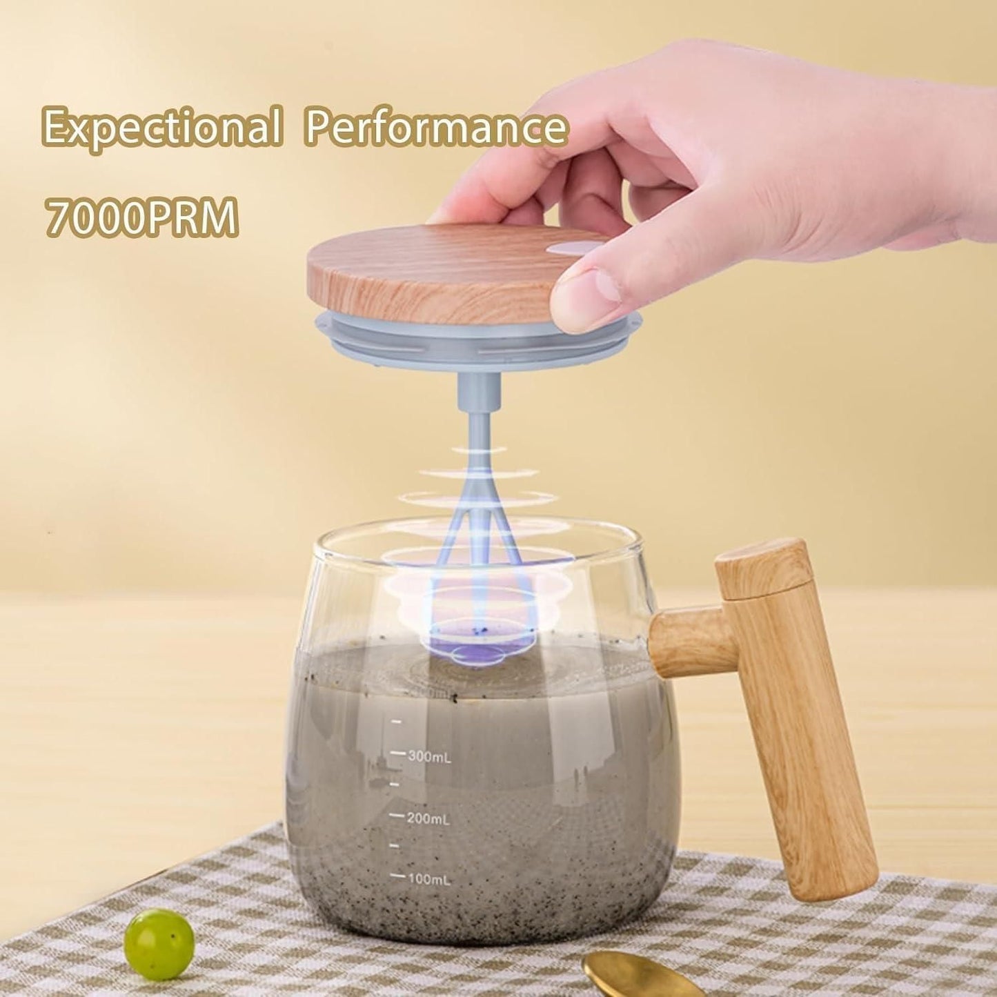 Automatic Self-Stirring Coffee Mixing Cup – 400ml Glass Mug with Built-In Stirrer | Easy Mixing for Coffee, Tea & Beverages (Pack of 1)