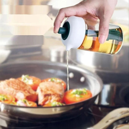2-in-1 Oil Dispenser Bottle with Silicone Brush – 250ml | Oil Pourer & Condiment Jar for Cooking, Baking, Frying (Multicolor)