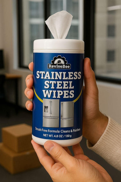 Stainless Steel Cleaning Wipes – 130g | Powerful Metal Surface Cleaner with Citric Acid | Easy Wipe & Shine for Kitchen Appliances (Pack of 1)