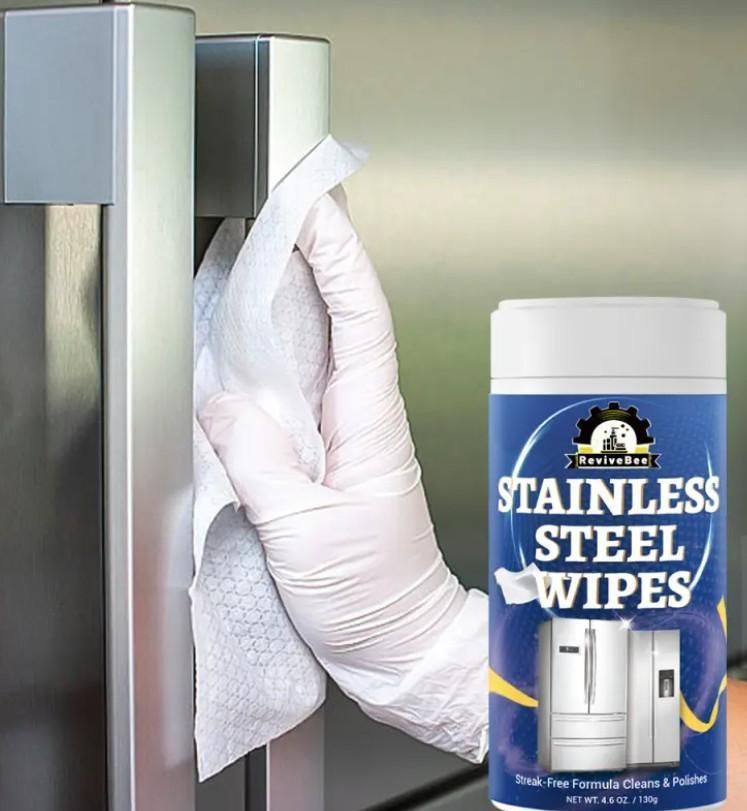 Stainless Steel Cleaning Wipes – 130g | Powerful Metal Surface Cleaner with Citric Acid | Easy Wipe & Shine for Kitchen Appliances (Pack of 1)
