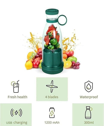 Portable Mini Juice Blender – USB Rechargeable Juicer Bottle | 380ml Travel Mixer for Smoothies & Shakes (Multicolor)