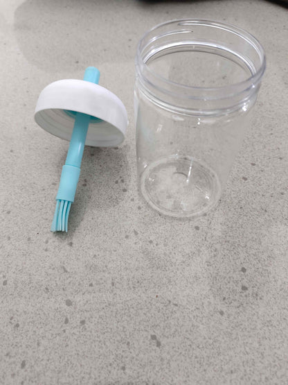 2-in-1 Oil Dispenser Bottle with Silicone Brush – 250ml | Oil Pourer & Condiment Jar for Cooking, Baking, Frying (Multicolor)