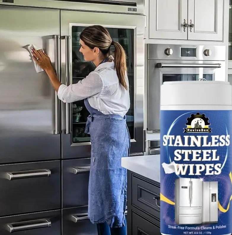 Stainless Steel Cleaning Wipes – 130g | Powerful Metal Surface Cleaner with Citric Acid | Easy Wipe & Shine for Kitchen Appliances (Pack of 1)