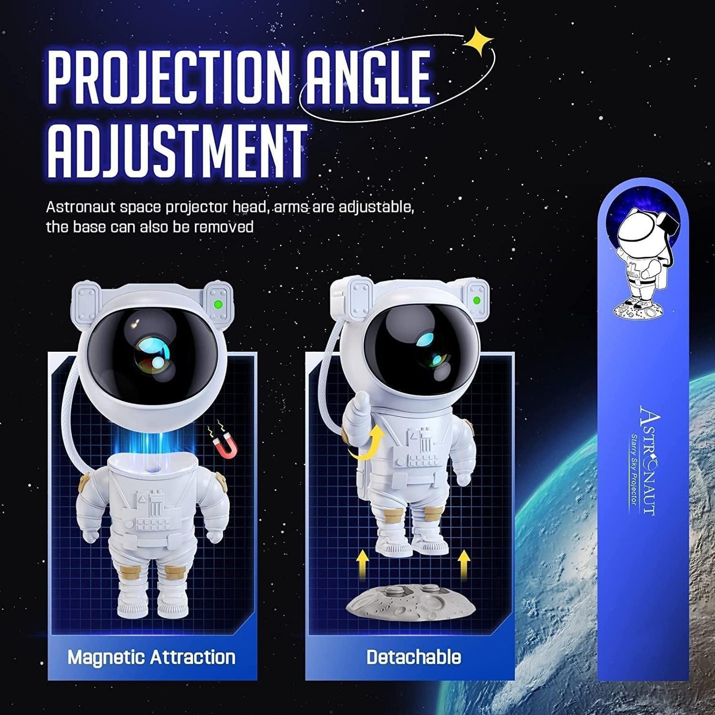 Astronaut Galaxy Projector with 360° Magnetic Head Rotation & Remote Control – Starry Night Light for Bedroom & Decor (Multicolor)