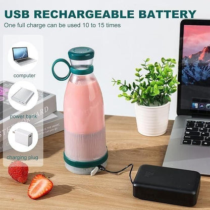 Portable Mini Juice Blender – USB Rechargeable Juicer Bottle | 380ml Travel Mixer for Smoothies & Shakes (Multicolor)