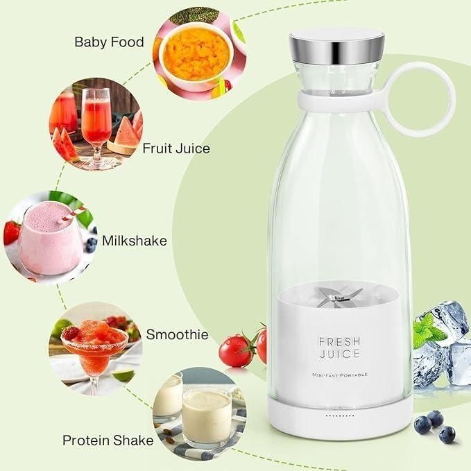 Portable Mini Juice Blender – USB Rechargeable Juicer Bottle | 380ml Travel Mixer for Smoothies & Shakes (Multicolor)